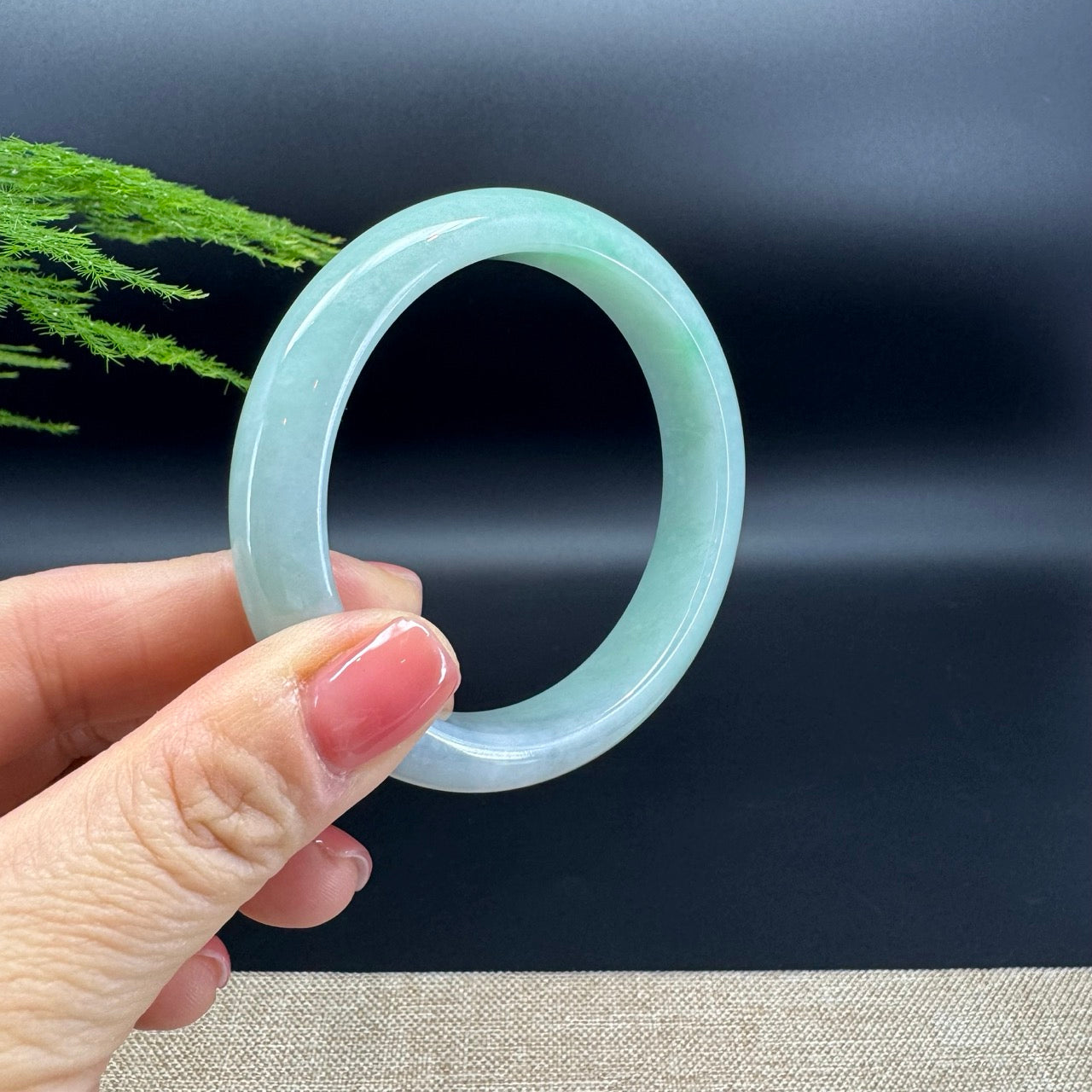 Genuine Burmese Blue Green Jadeite Jade Bangle Bracelet (58.5mm)