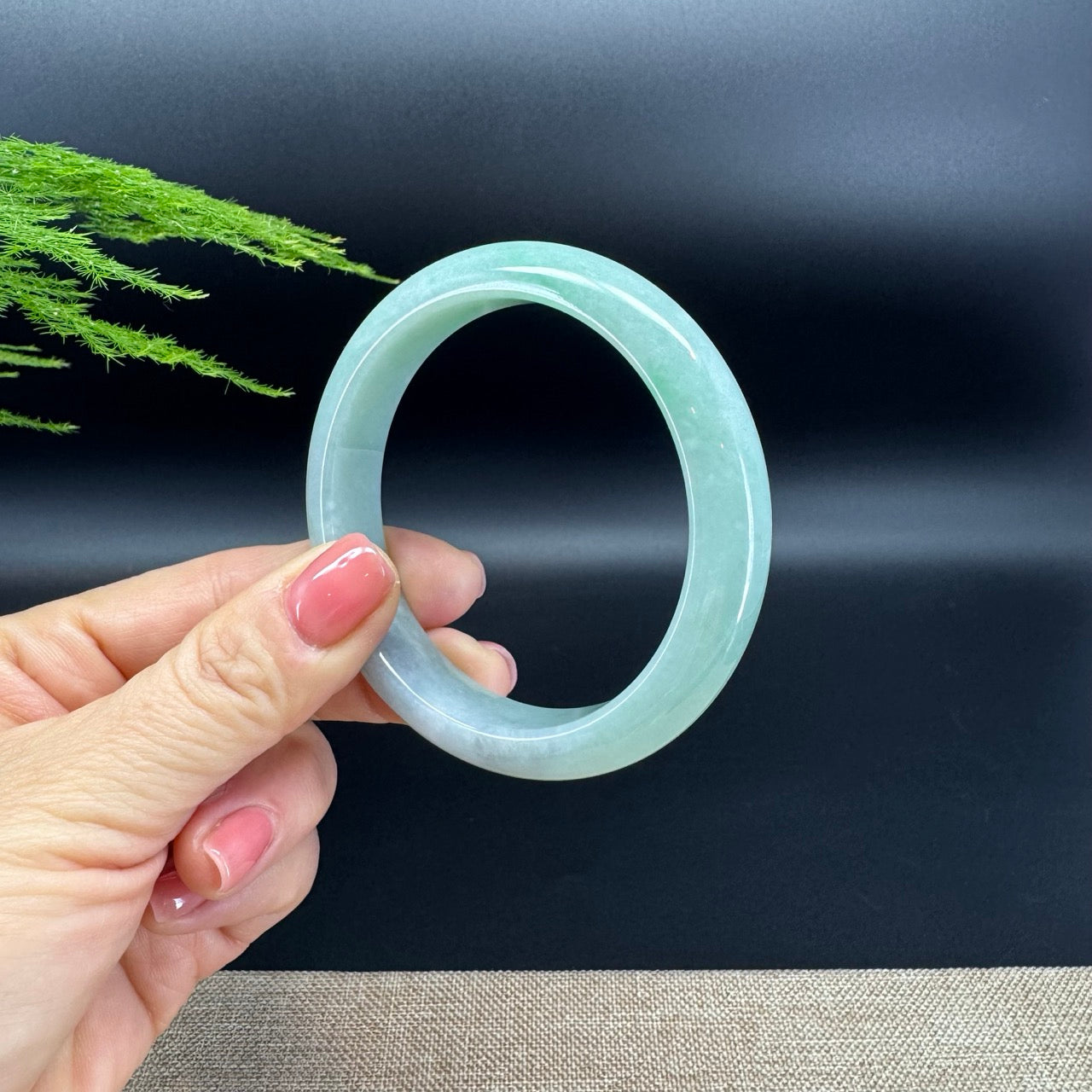 Genuine Burmese Blue Green Jadeite Jade Bangle Bracelet (58.5mm)