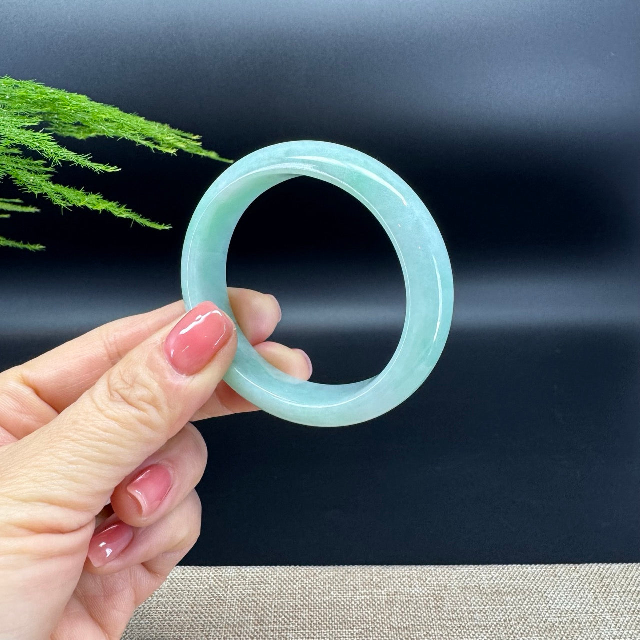 Genuine Burmese Green Jadeite Jade Bangle Bracelet ( 53.6*47.6mm )