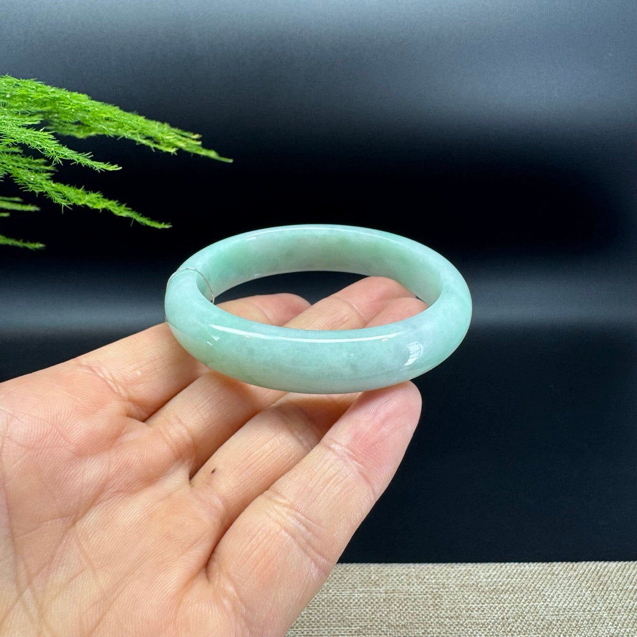 Genuine Burmese Green Jadeite Jade Bangle Bracelet ( 53.6*47.6mm )
