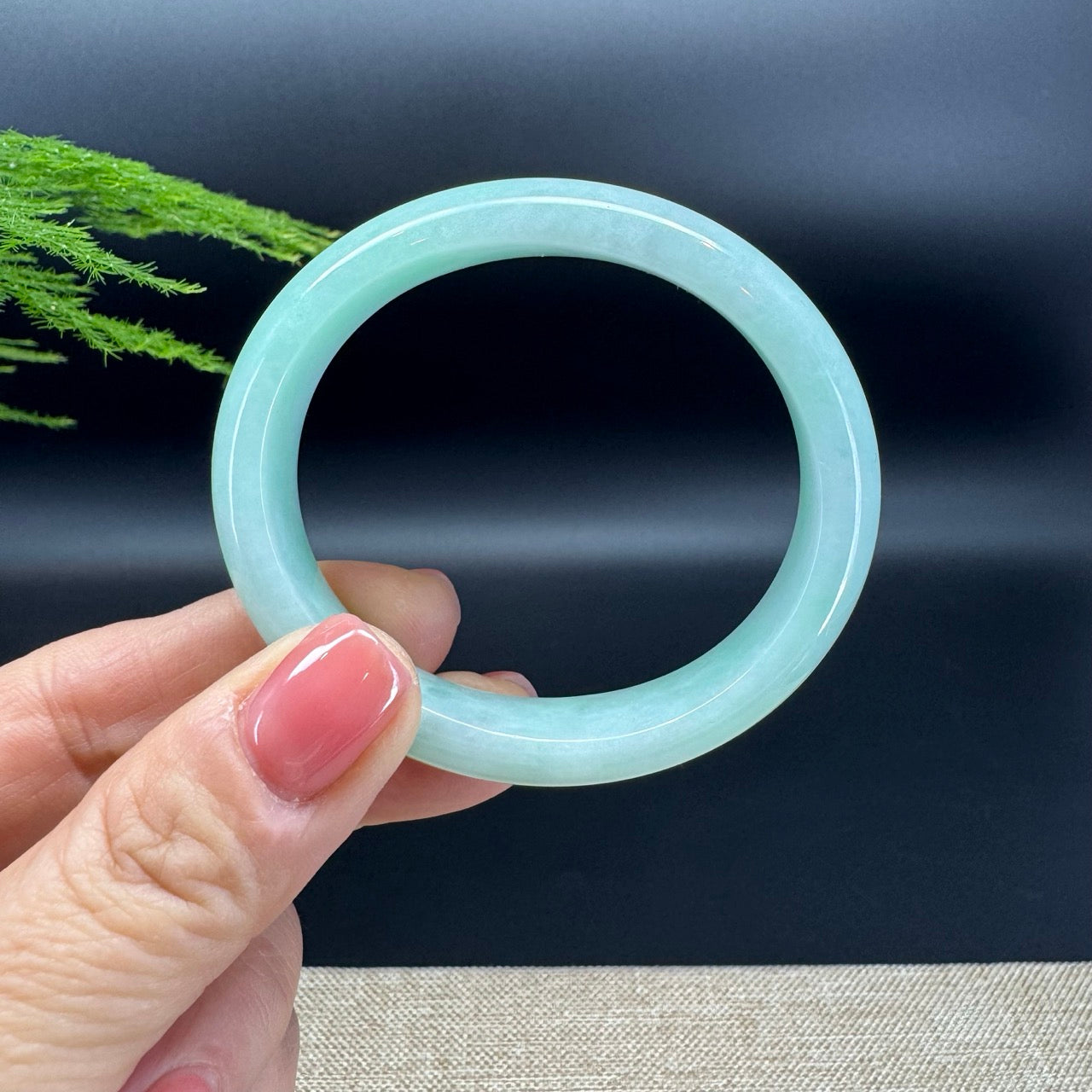 Genuine Burmese Green Jadeite Jade Bangle Bracelet ( 53.6*47.6mm )