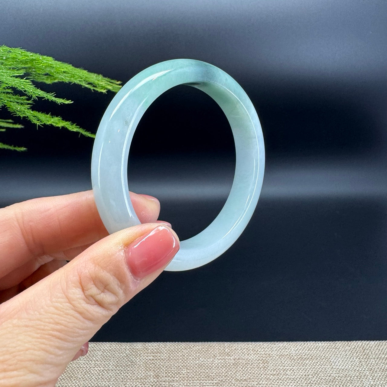 Genuine Burmese Blue Green Jadeite Jade Bangle Bracelet (57.4mm)