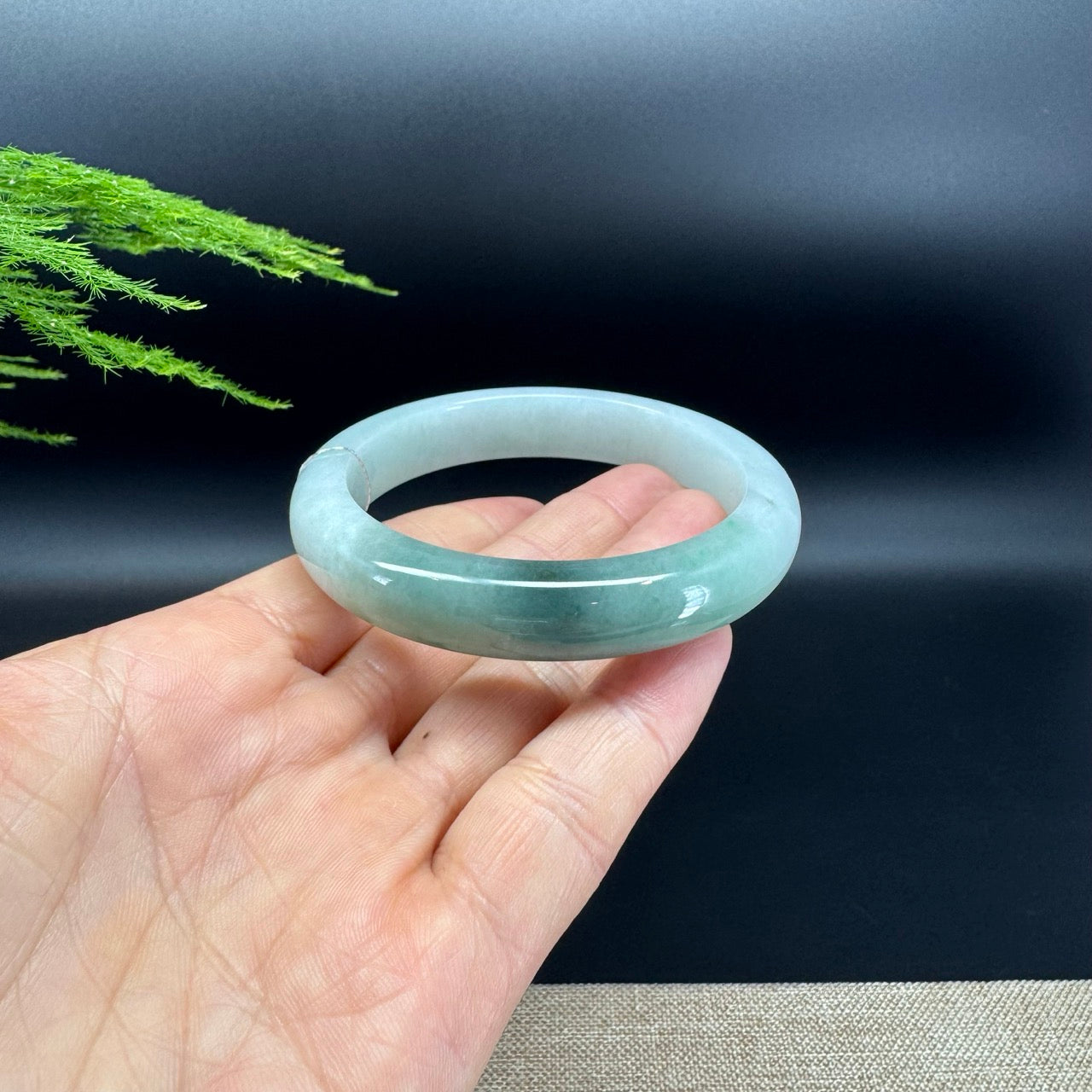 Genuine Burmese Blue Green Jadeite Jade Bangle Bracelet (57.4mm)