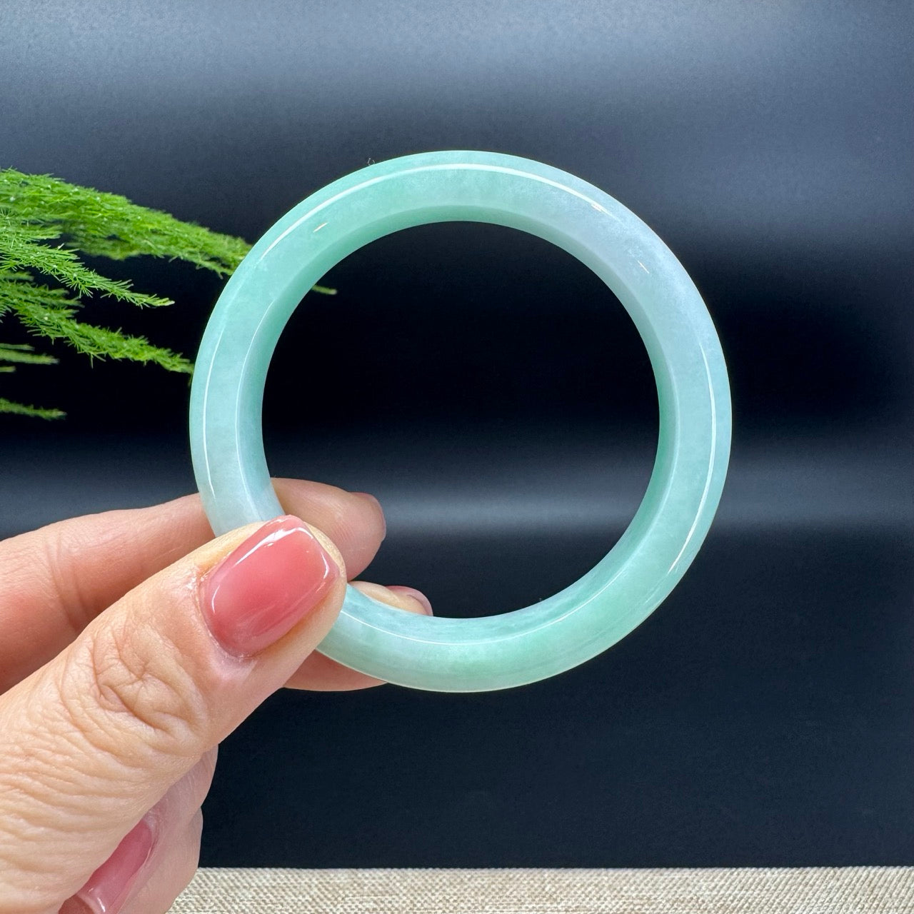 Genuine Burmese Green Jadeite Jade Bangle Bracelet ( 53.9mm )
