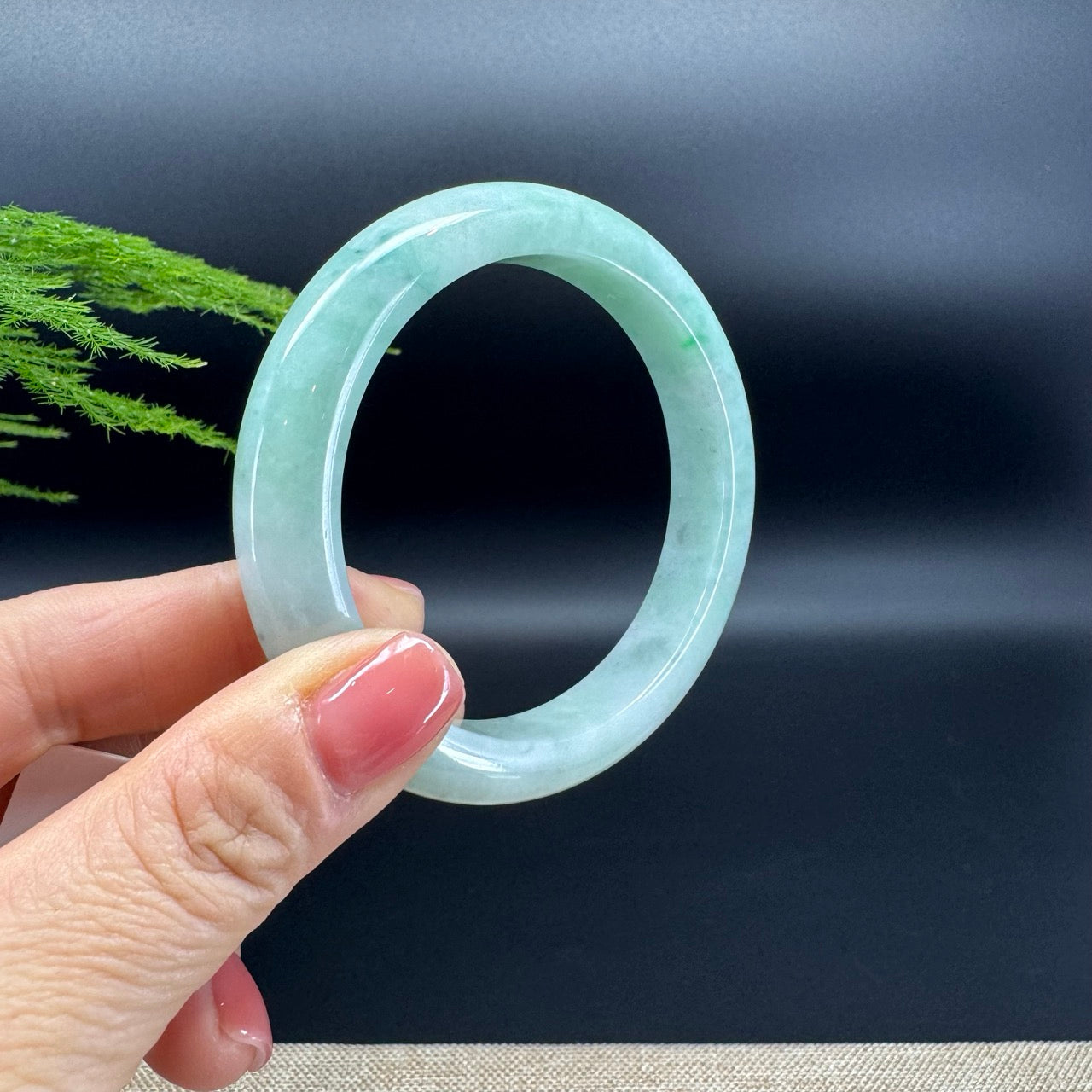 Genuine Burmese Green Jadeite Jade Bangle Bracelet (57.6mm)