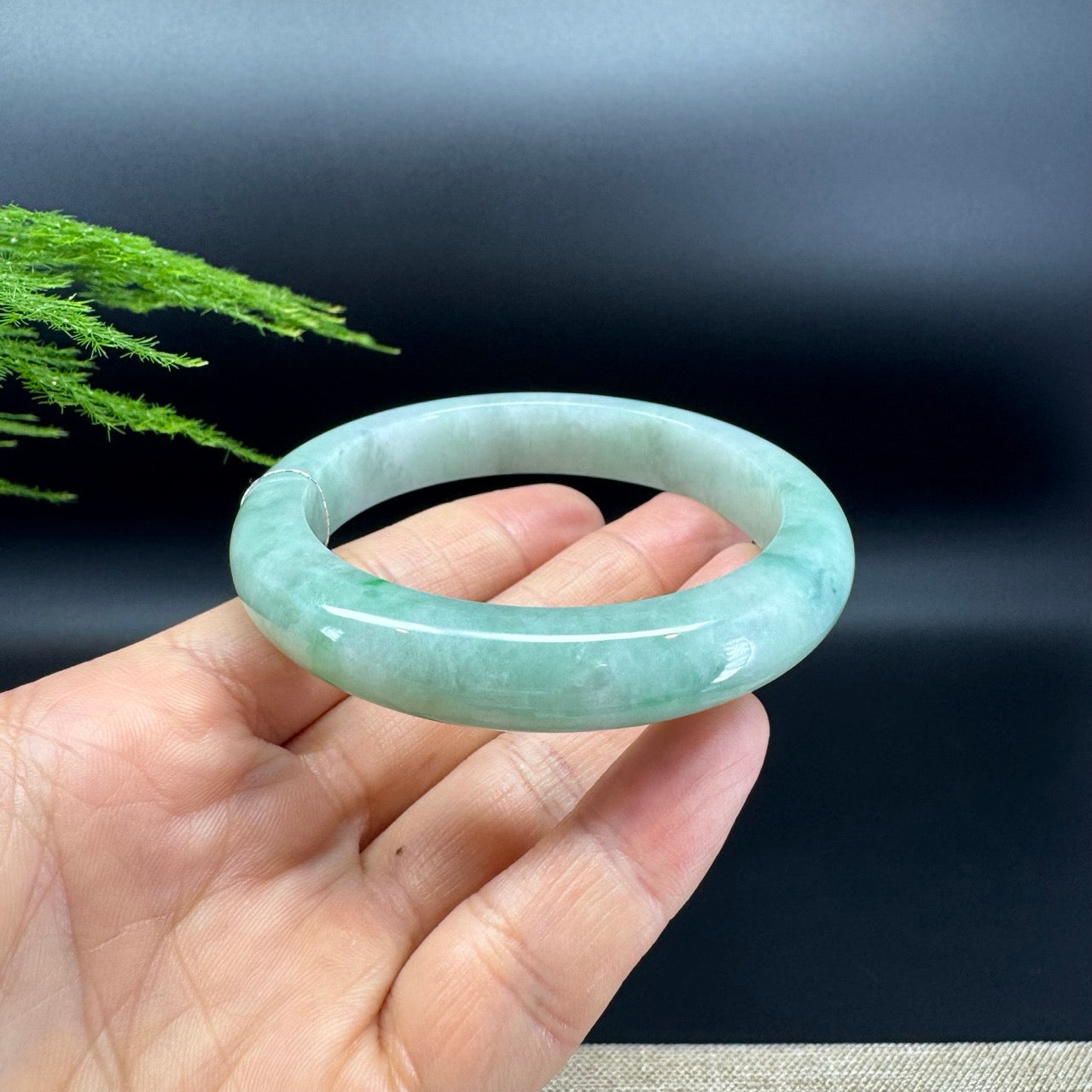 Genuine Burmese Green Jadeite Jade Bangle Bracelet (57.6mm)