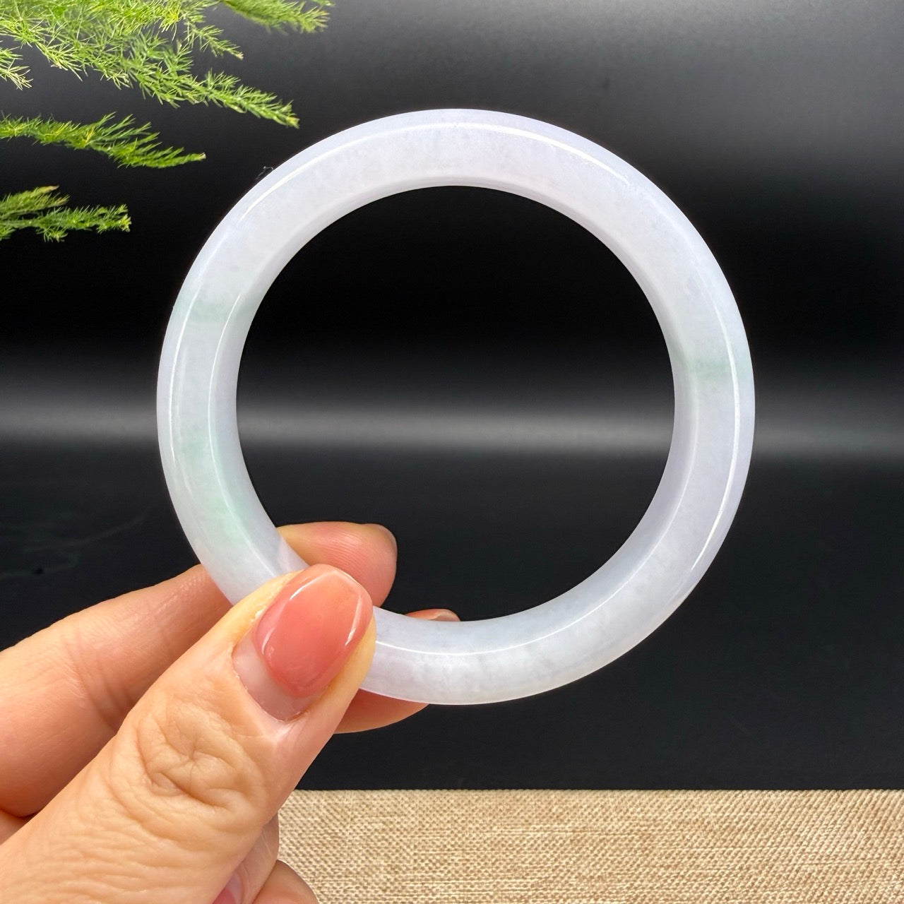 Genuine Burmese Light Lavender Green Jadeite Jade Bangle Bracelet (58.5mm)