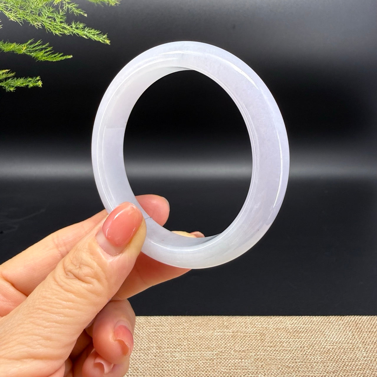 Genuine Burmese Light Lavender Jadeite Jade Bangle Bracelet (57.8mm)