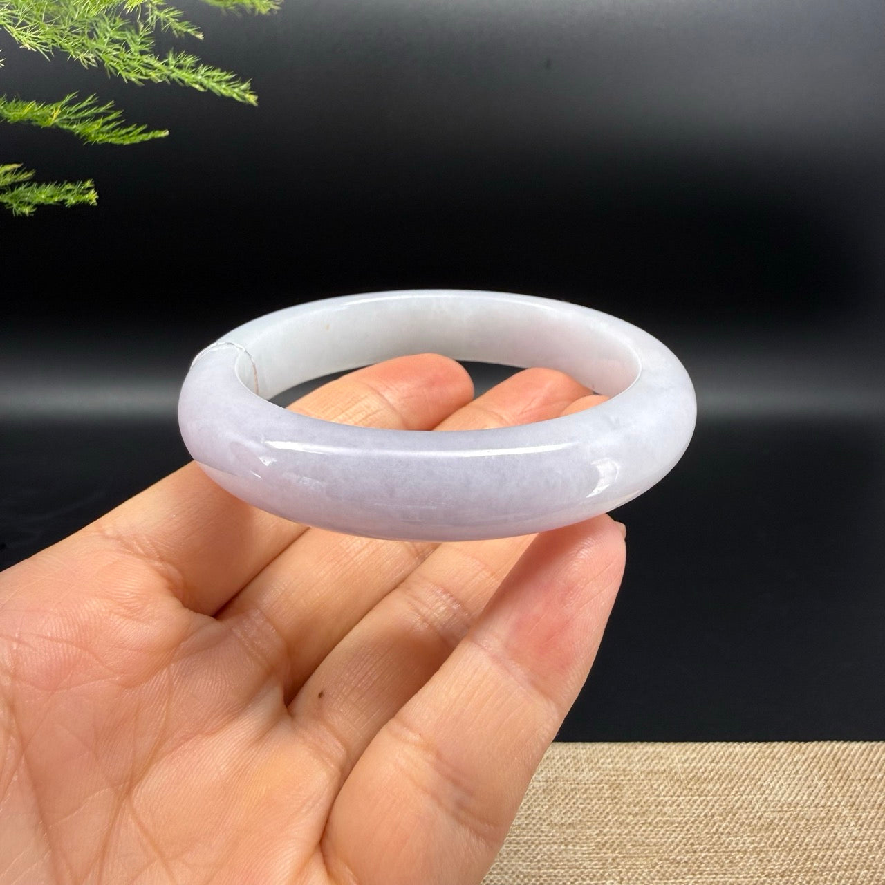 Genuine Burmese Light Lavender Jadeite Jade Bangle Bracelet (57.8mm)