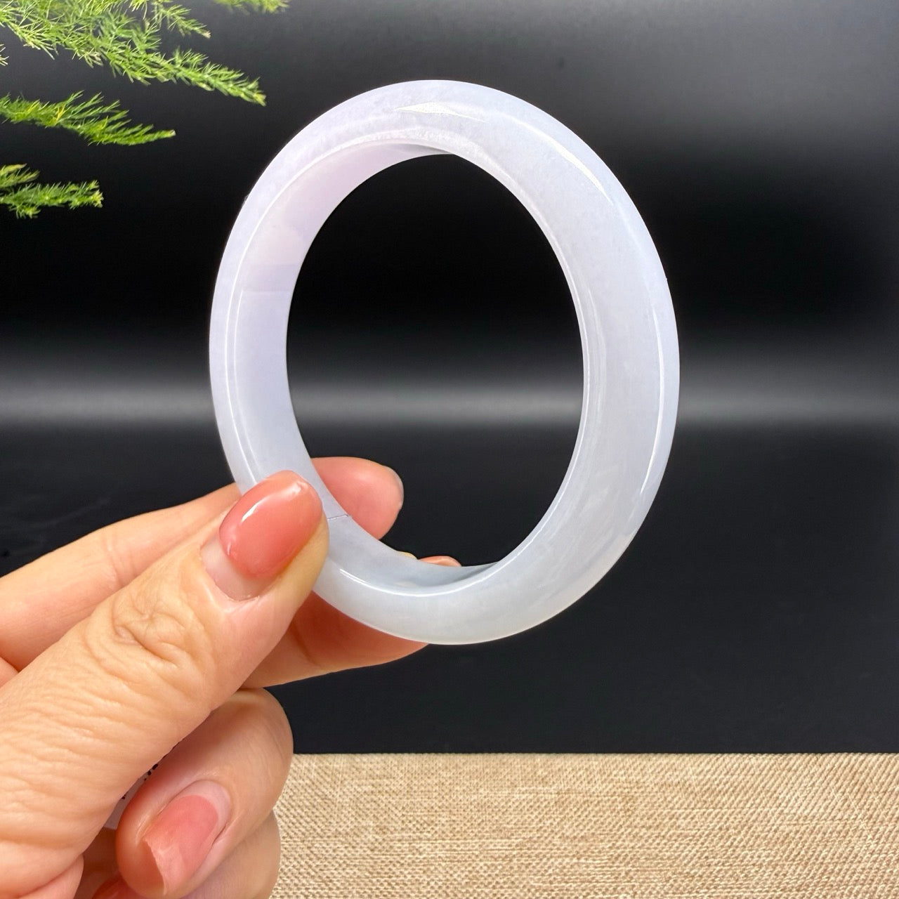Genuine Burmese Light Lavender Jadeite Jade Bangle Bracelet (56.2mm)