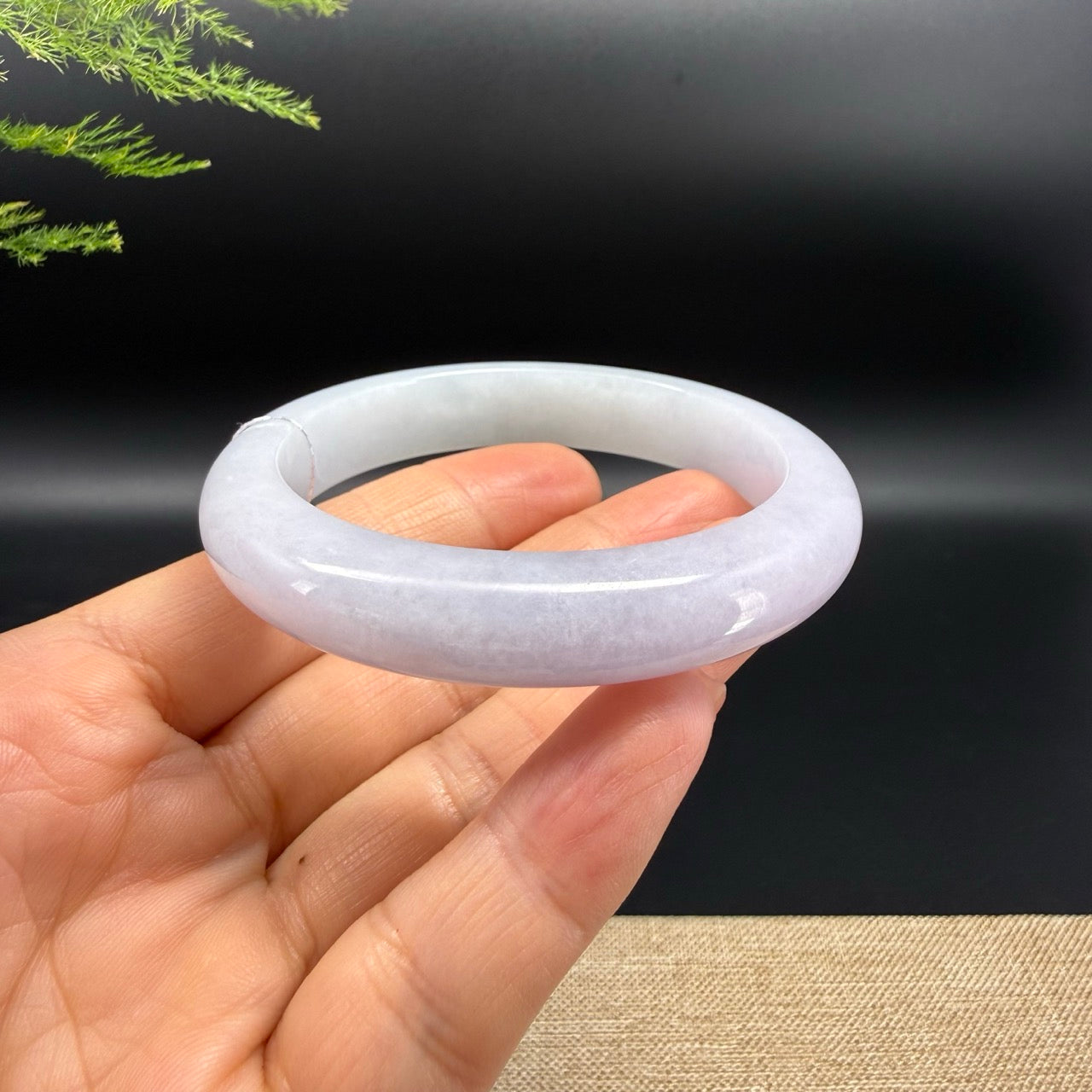 Genuine Burmese Light Lavender Jadeite Jade Bangle Bracelet (56.2mm)