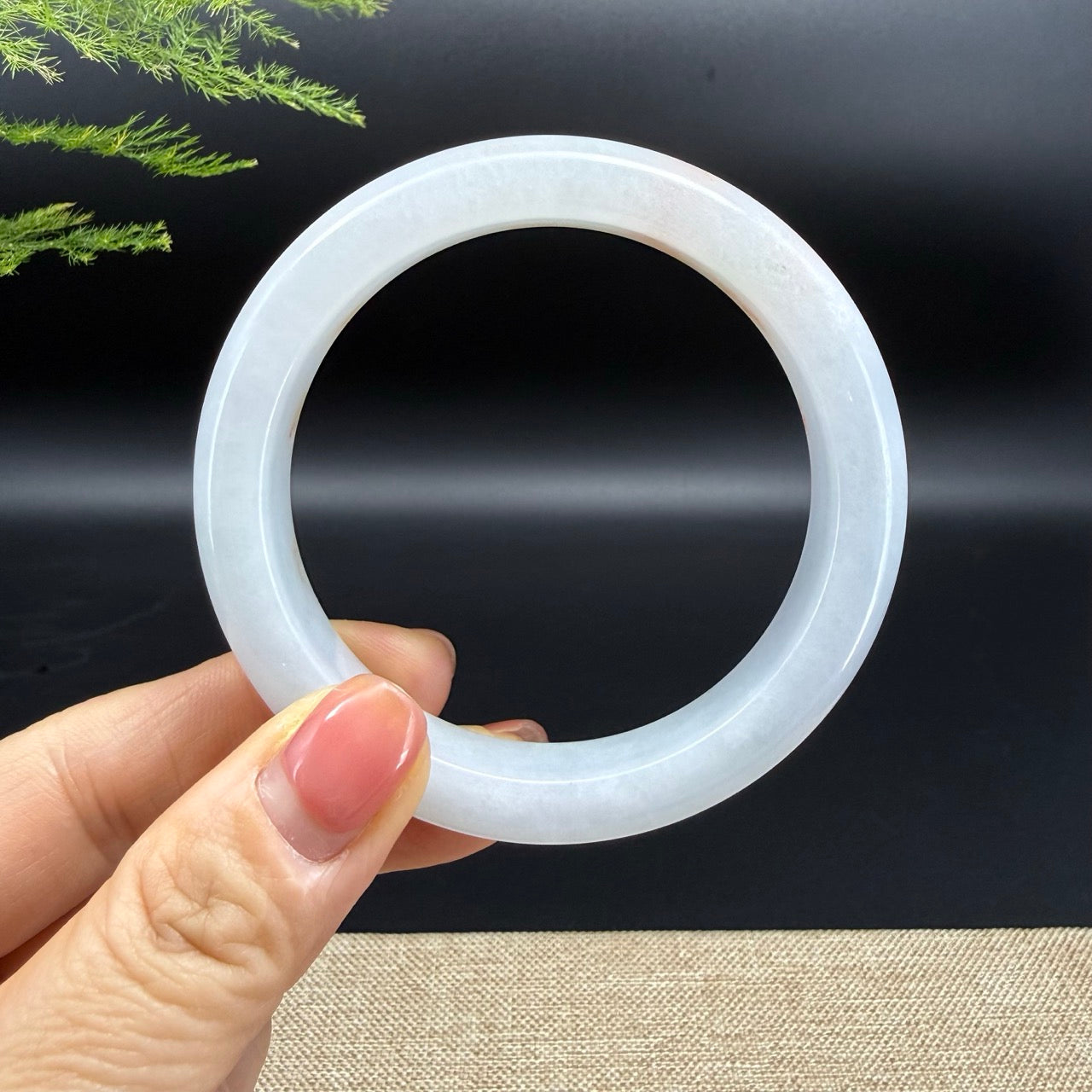 Genuine Burmese Light Green & Sajin Jadeite Jade Bangle Bracelet (58.2mm)