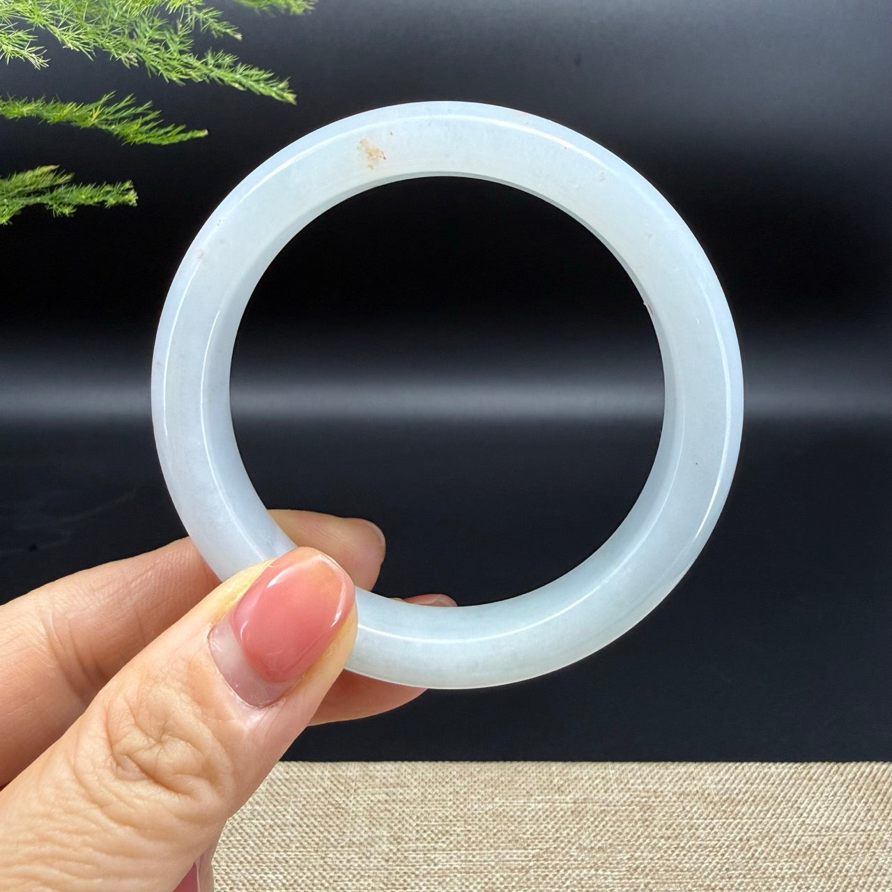 Genuine Burmese Light Green & Sajin Jadeite Jade Bangle Bracelet (56mm)