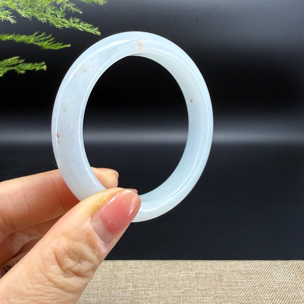 Genuine Burmese Light Green & Sajin Jadeite Jade Bangle Bracelet (56mm)