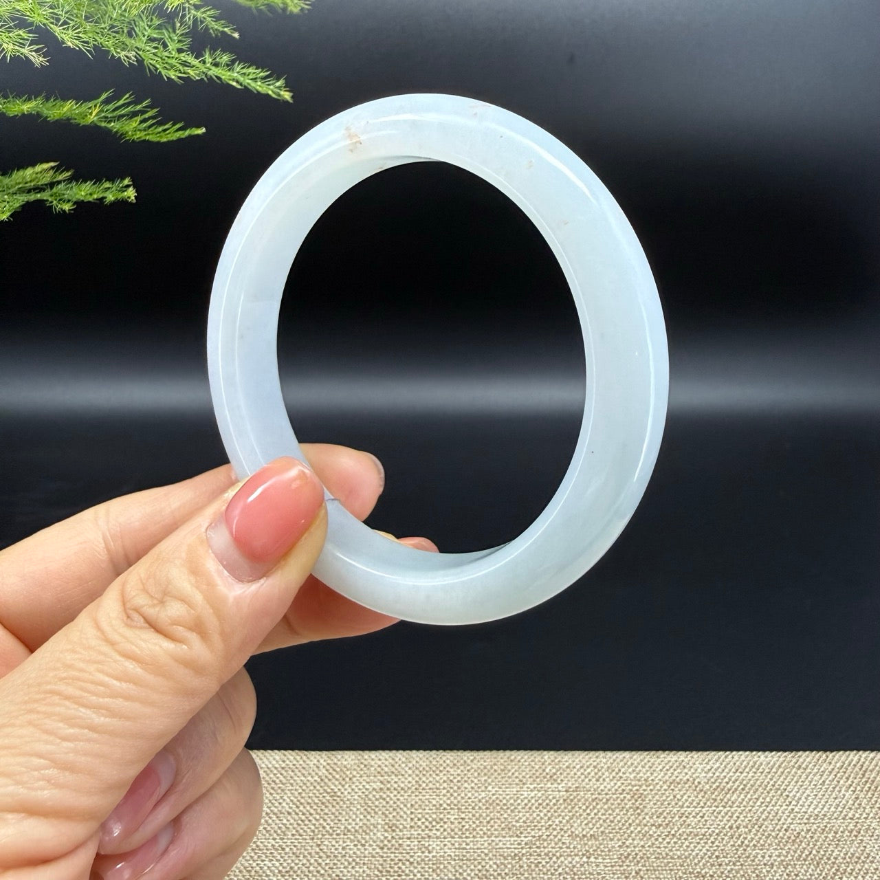 Genuine Burmese Light Green & Sajin Jadeite Jade Bangle Bracelet (56mm)