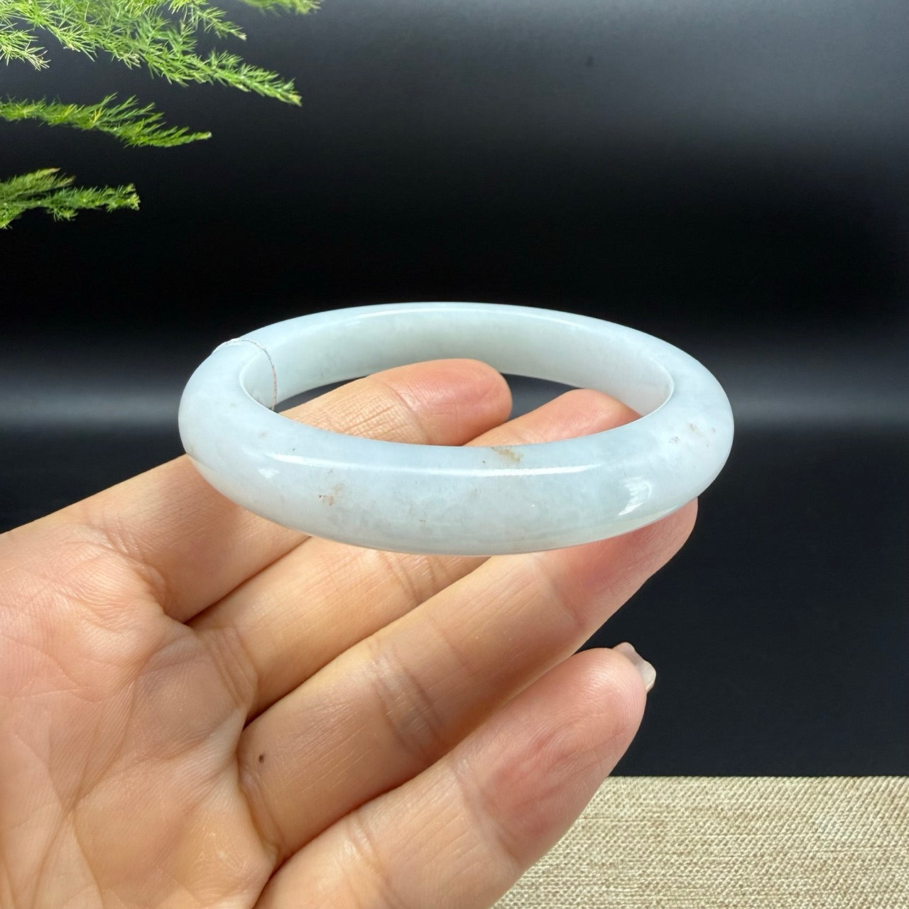 Genuine Burmese Light Green & Sajin Jadeite Jade Bangle Bracelet (56mm)