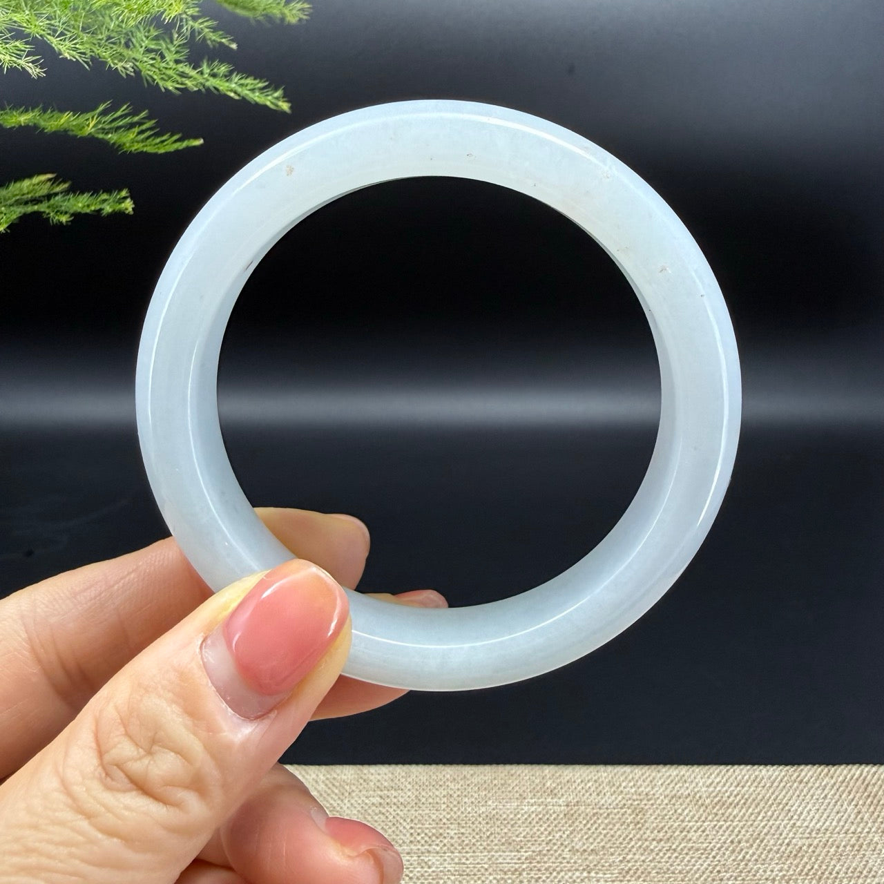 Genuine Burmese Light Green & Sajin Jadeite Jade Bangle Bracelet (56mm)