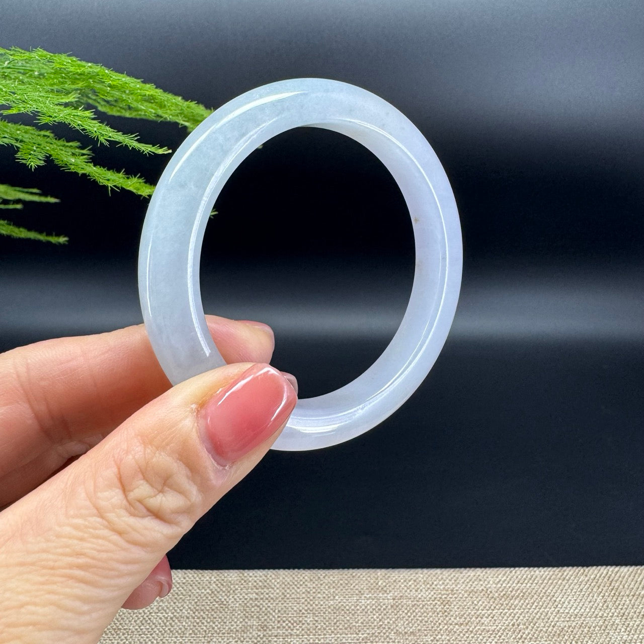 Genuine Burmese Icy Green Jadeite Jade Bangle Bracelet (54.1mm)