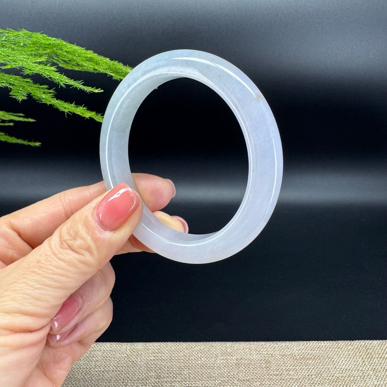 Genuine Burmese Icy Green Jadeite Jade Bangle Bracelet (54.1mm)