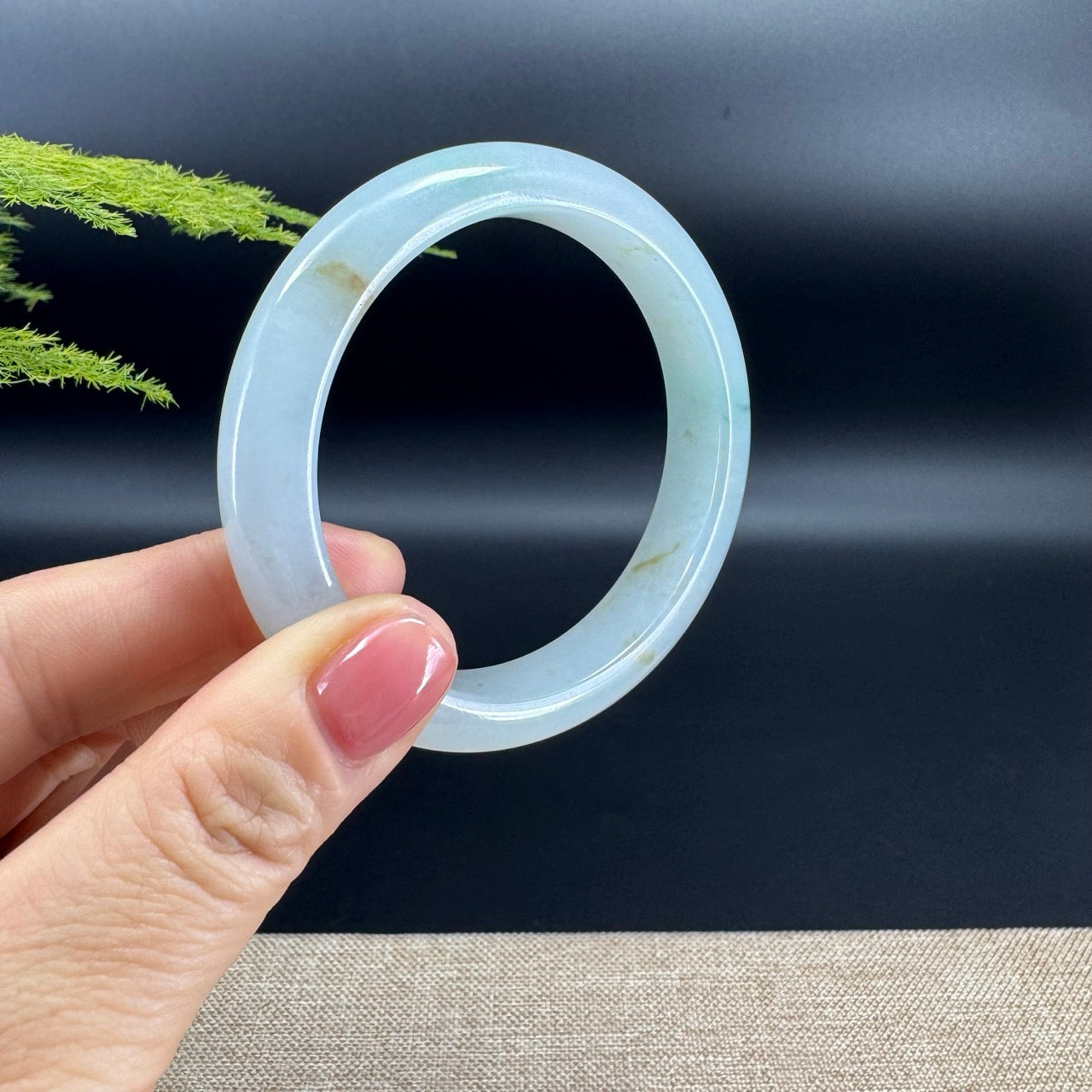 Genuine Burmese Icy Green Jadeite Jade Bangle Bracelet (56.5mm)