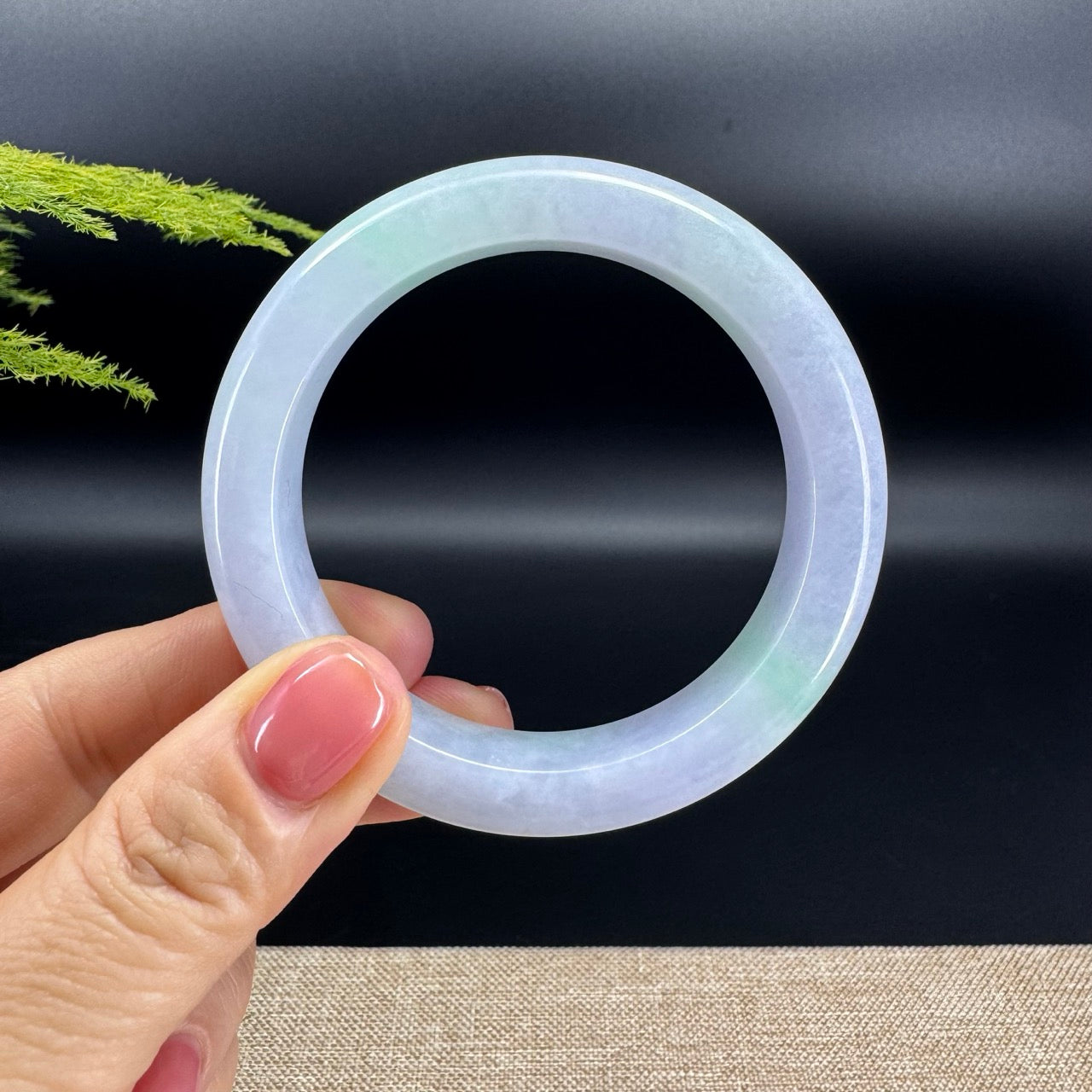 Genuine Burmese Lavender Green Jadeite Jade Bangle Bracelet (55.2mm)