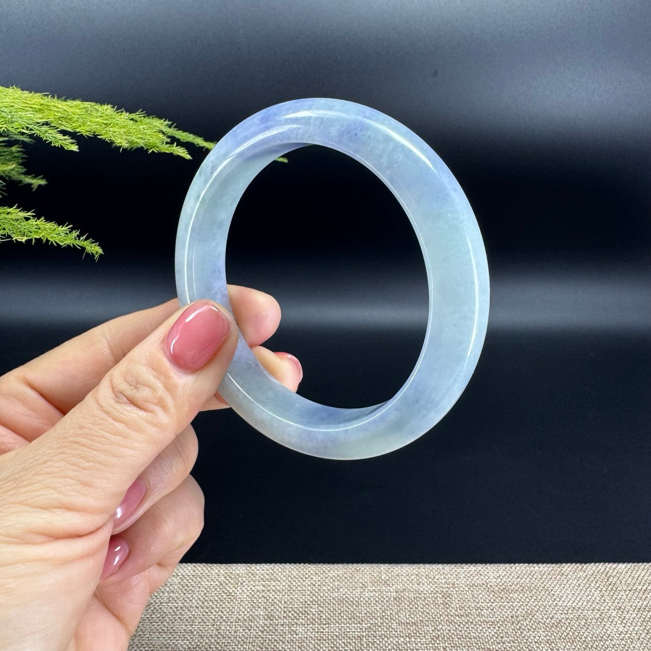 Genuine Burmese Blueberry Jadeite Jade Bangle Bracelet (57.5mm)