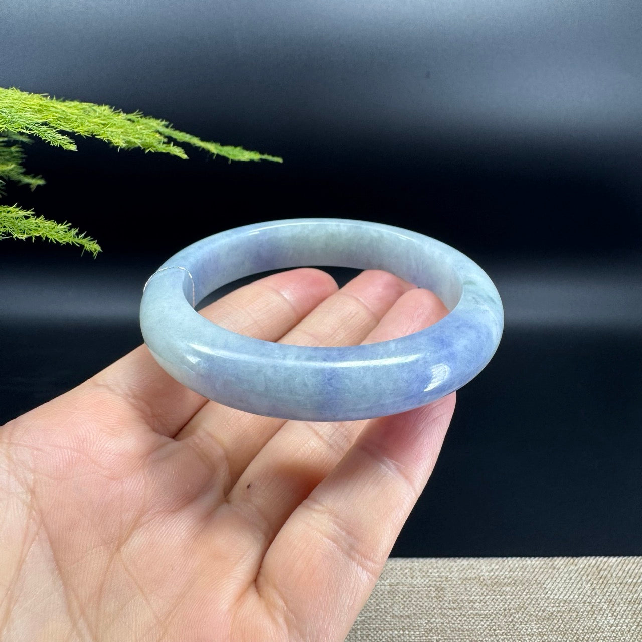 Genuine Burmese Blueberry Jadeite Jade Bangle Bracelet (57.5mm)