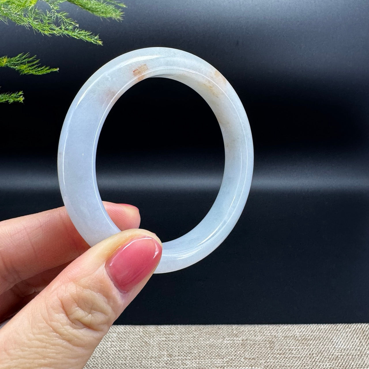 Genuine Burmese Light Green & Sajin Jadeite Jade Bangle Bracelet (55mm)