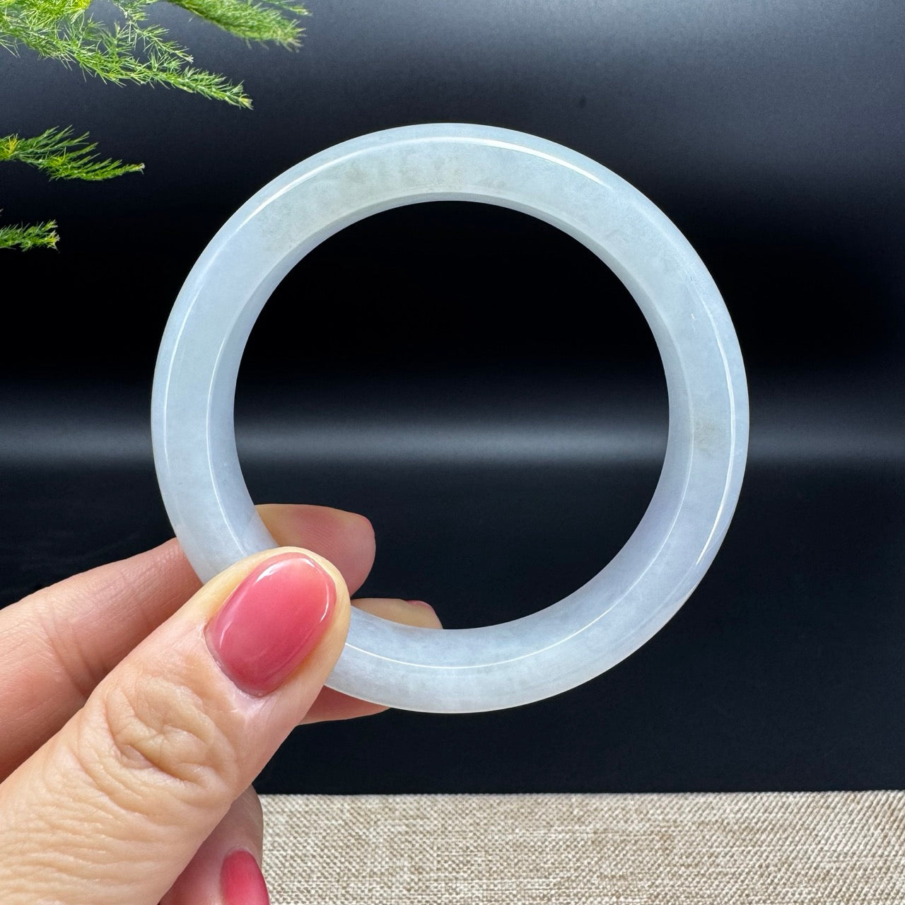 Genuine Burmese Moonight Jade Jadeite Bangle Bracelet ( 57.5mm )