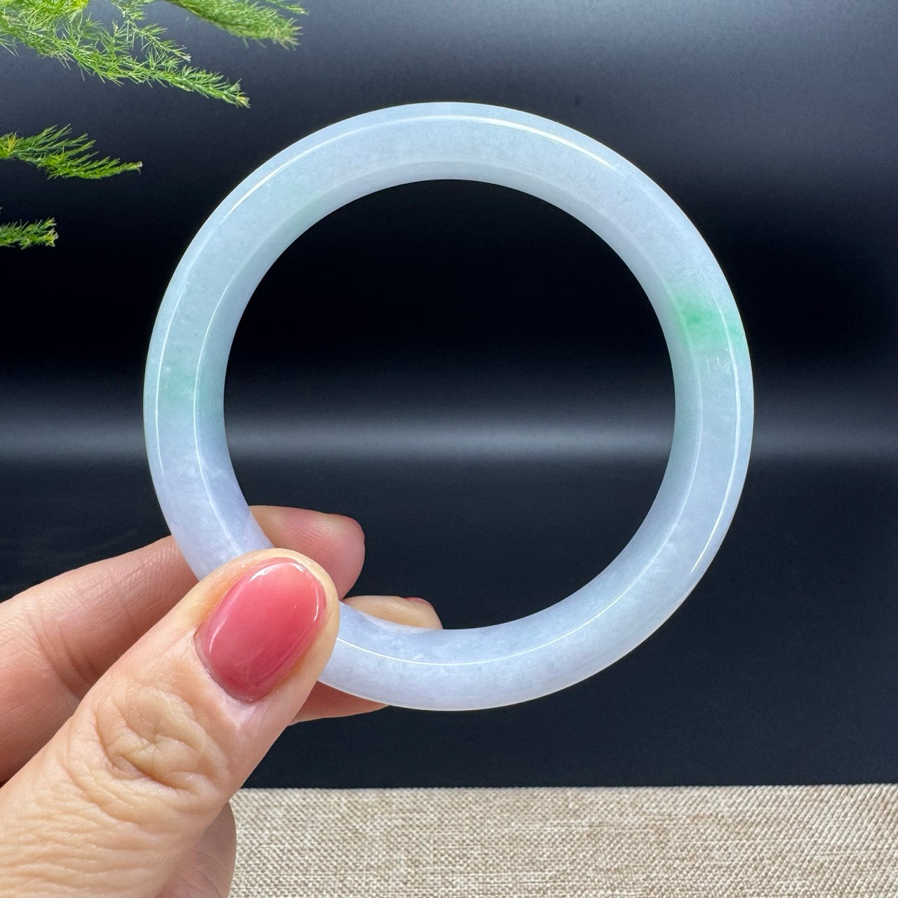 Genuine Burmese Icy Green Jadeite Jade Bangle Bracelet ( 59.8mm )