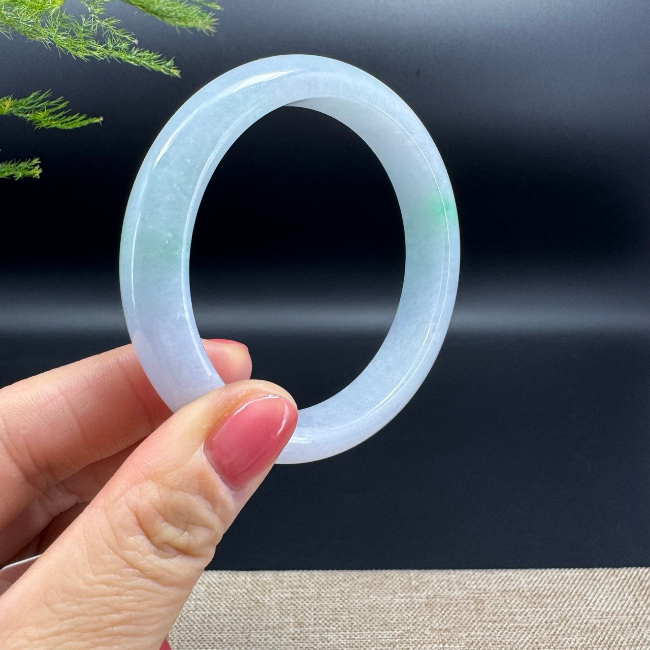 Genuine Burmese Icy Green Jadeite Jade Bangle Bracelet ( 59.8mm )