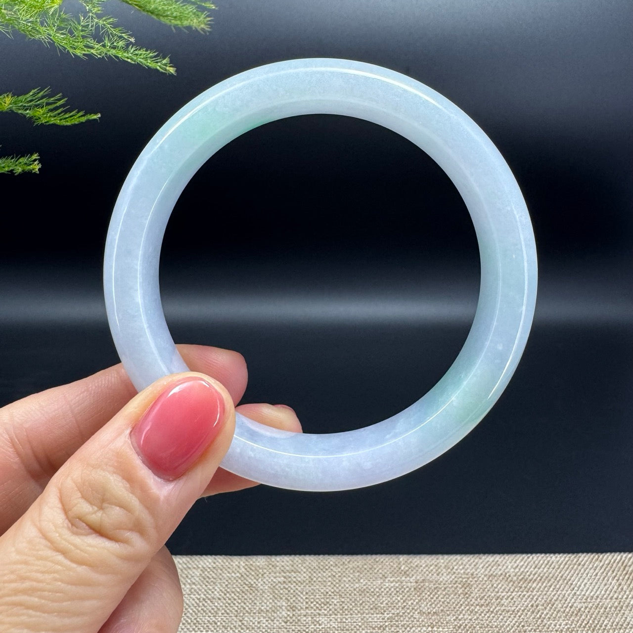 Genuine Burmese Icy Green Jadeite Jade Bangle Bracelet ( 59.8mm )