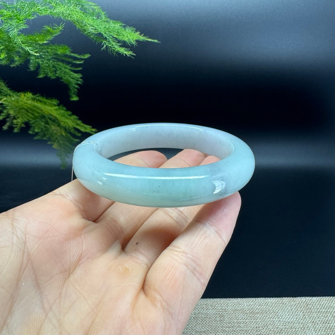 Genuine Burmese Light Wuji Green Jadeite Jade Bangle Bracelet (57.4mm)