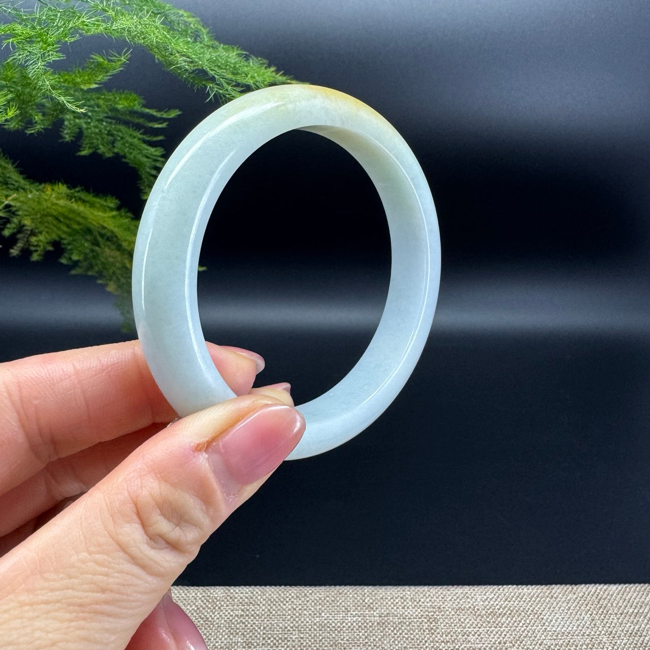 Genuine Burmese Yellow Green Jadeite Jade Bangle Bracelet (58.3mm)