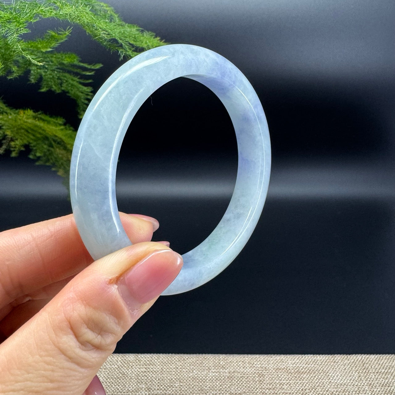 Genuine Burmese Blueberry Jadeite Jade Bangle Bracelet (59mm)