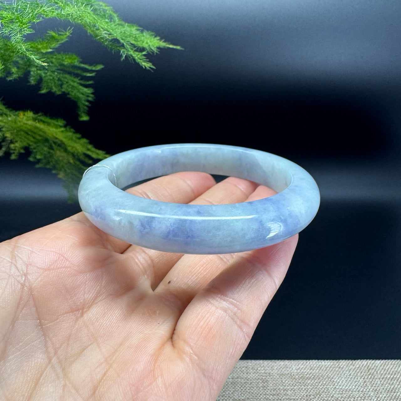 Genuine Burmese Blueberry Jadeite Jade Bangle Bracelet (59mm)