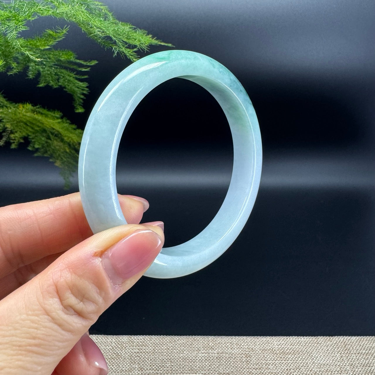 Genuine Burmese Forest Green Jadeite Jade Bangle Bracelet (61.5mm)