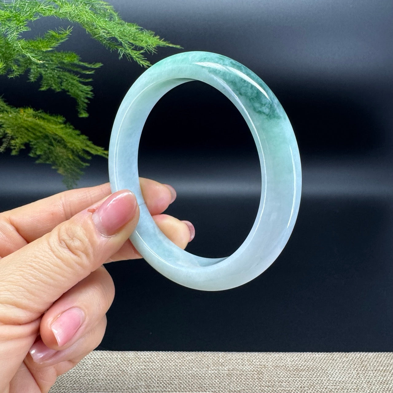 Genuine Burmese Forest Green Jadeite Jade Bangle Bracelet (61.5mm)