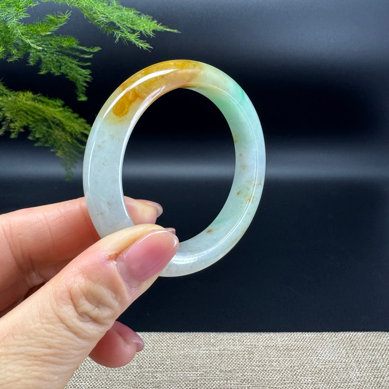 Genuine Burmese  Yellow Green Jade Jadeite Bangle Bracelet (52.6mm)