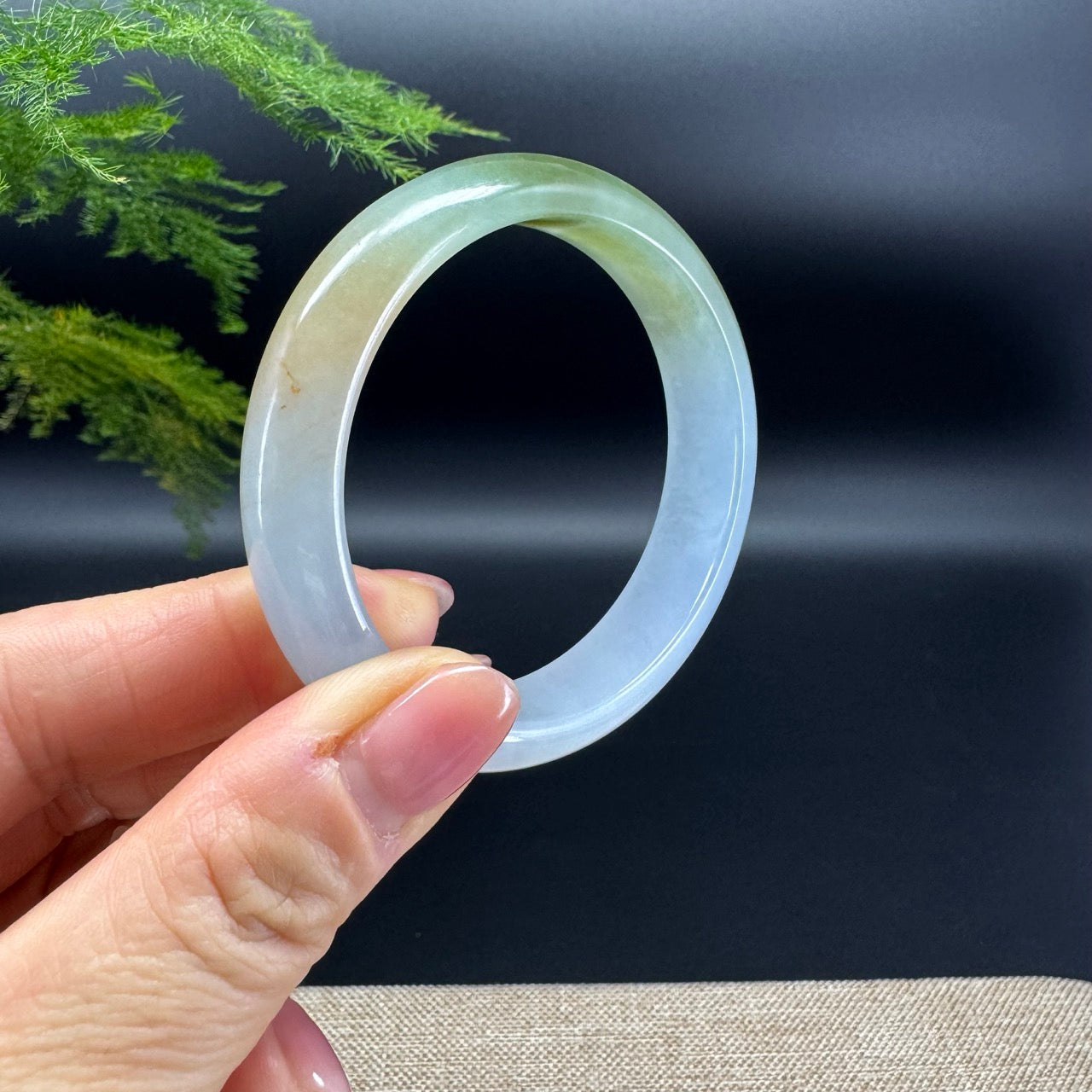 Genuine Burmese FuLuShou Jadeite Jade Bangle Bracelet (53.2mm)