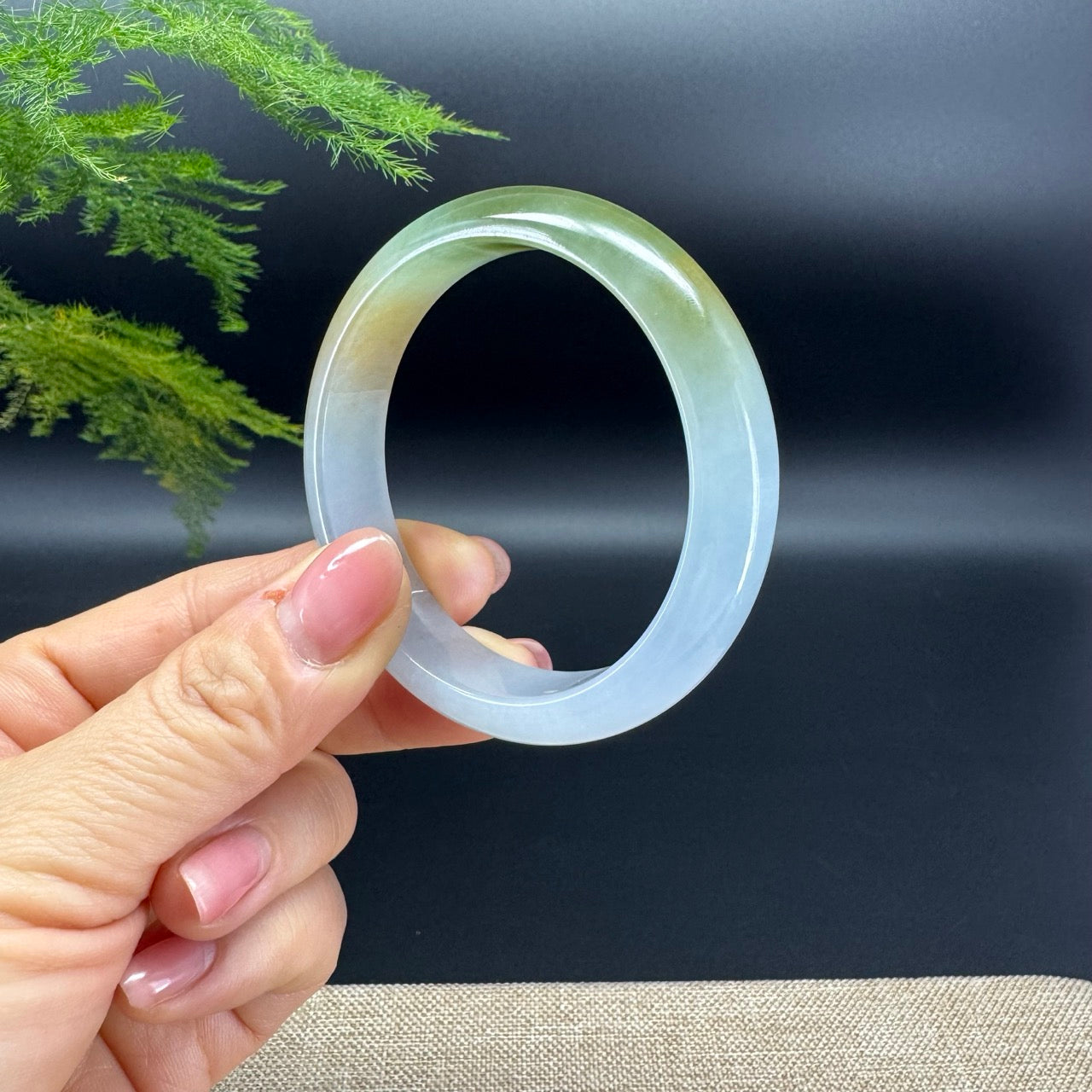 Genuine Burmese FuLuShou Jadeite Jade Bangle Bracelet (53.2mm)