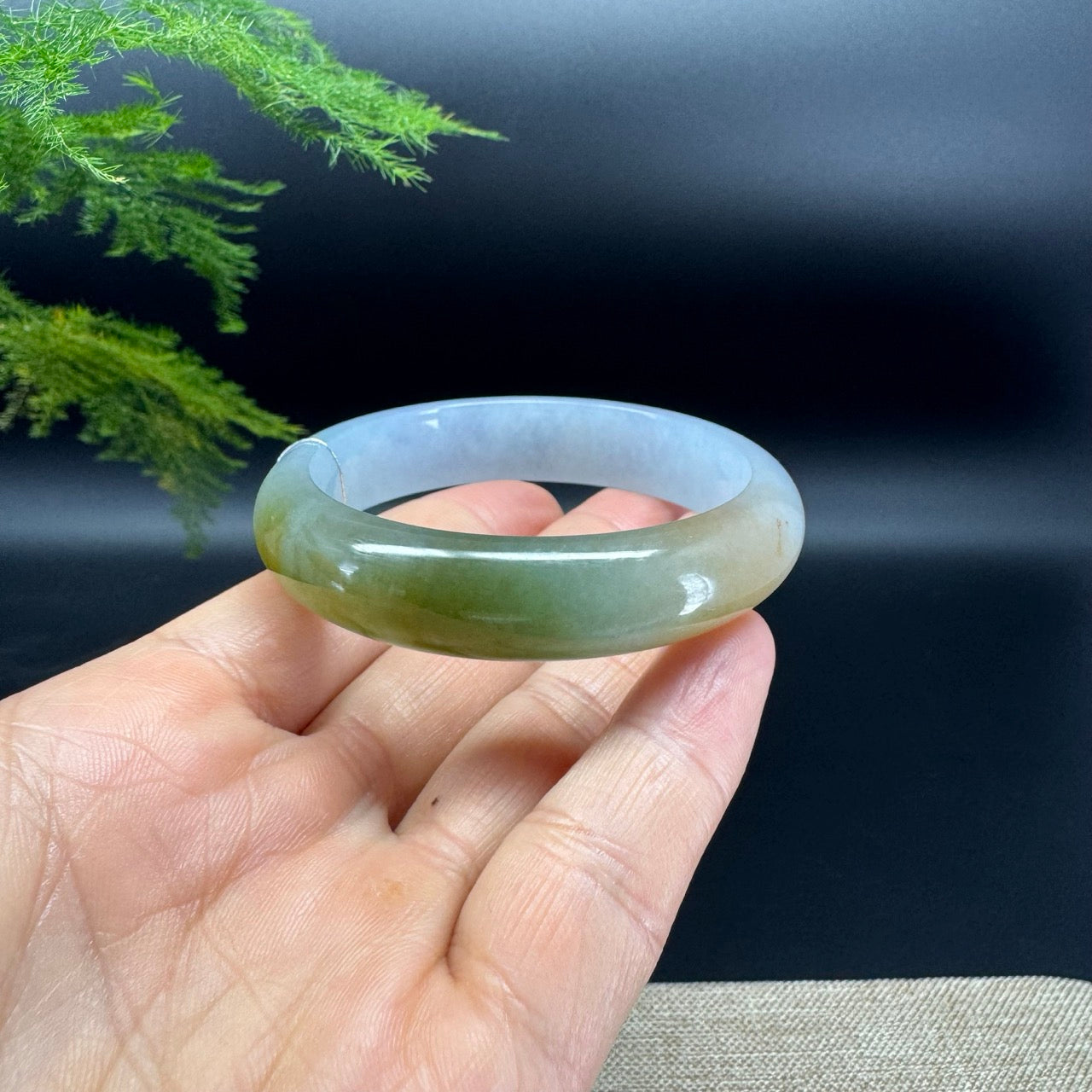 Genuine Burmese FuLuShou Jadeite Jade Bangle Bracelet (53.2mm)