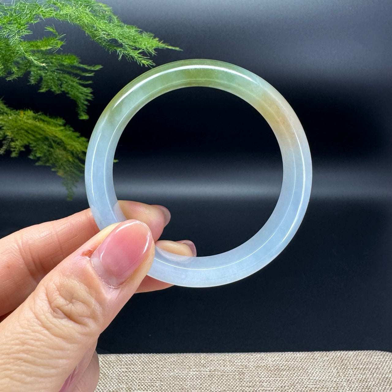 Genuine Burmese FuLuShou Jadeite Jade Bangle Bracelet (53.2mm)