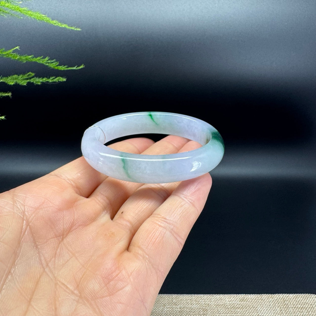 Genuine Burmese Icy Forest Green Jade Jadeite Bangle Bracelet ( 52.9*44mm )