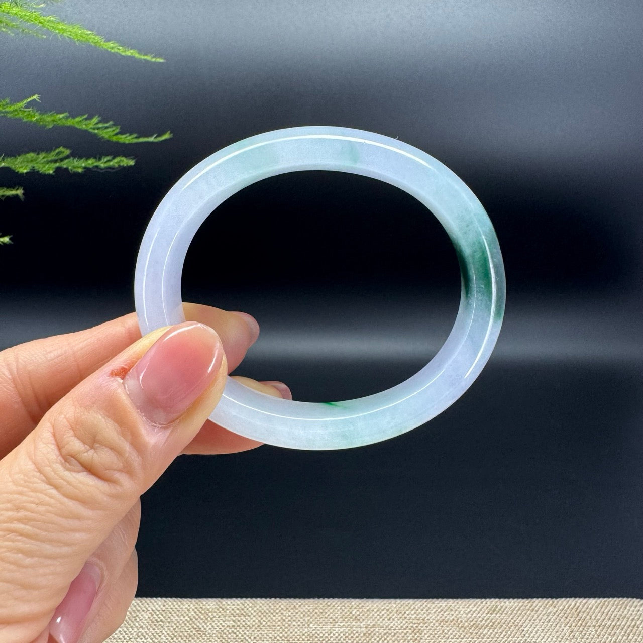 Genuine Burmese Icy Forest Green Jade Jadeite Bangle Bracelet ( 52.9*44mm )