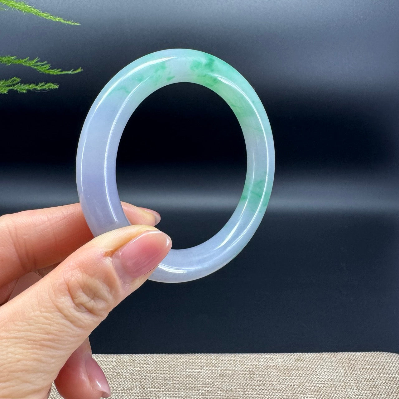 Genuine Burmese Lavender Spicy Green Jade Jadeite Bangle Bracelet (58.1mm)