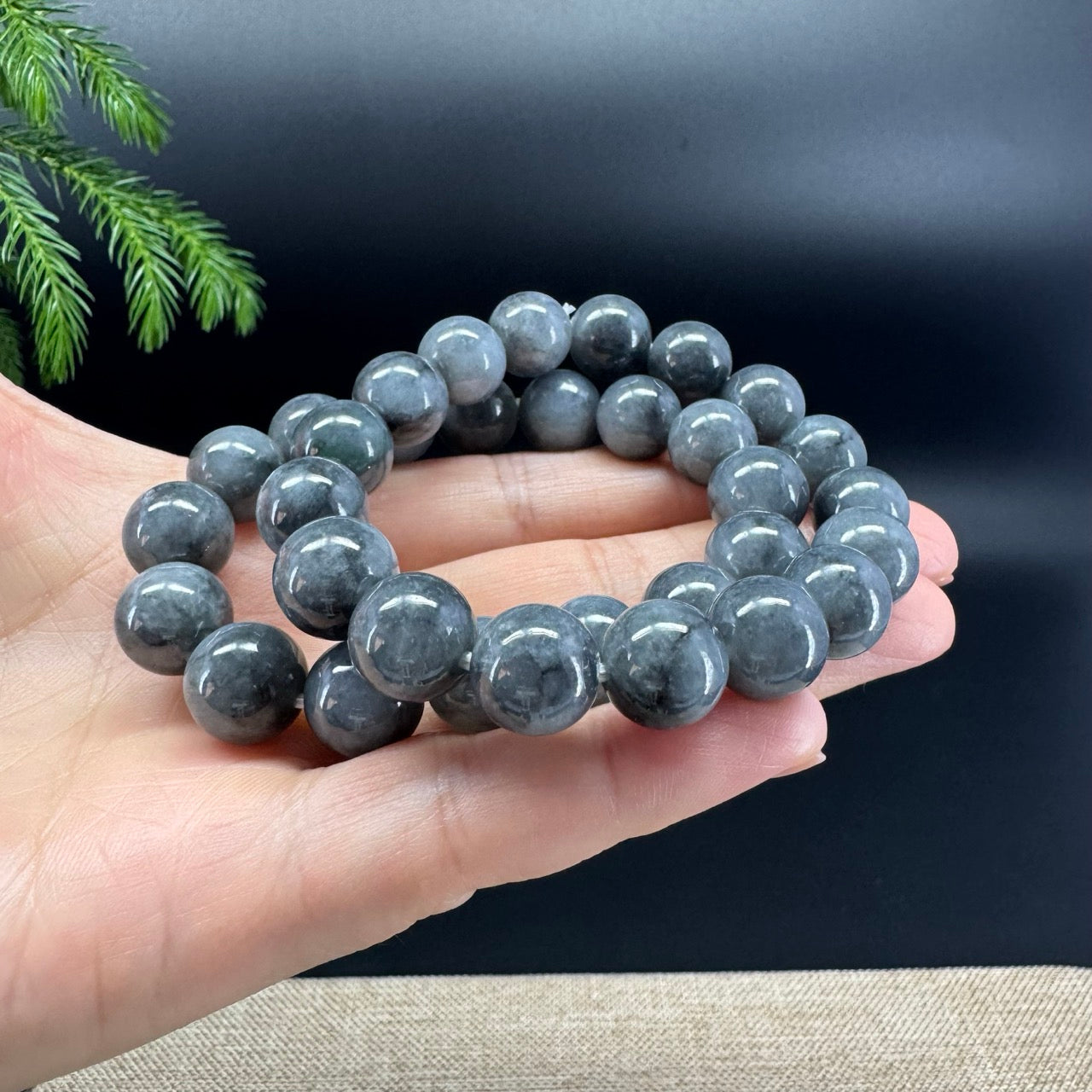RealJade® Genuine Jadeite Jade Round Wuji Beads Bracelet ( 12.5 mm )