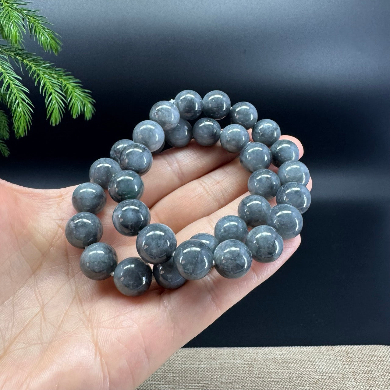 RealJade® Genuine Jadeite Jade Round Wuji Beads Bracelet ( 12.5 mm )