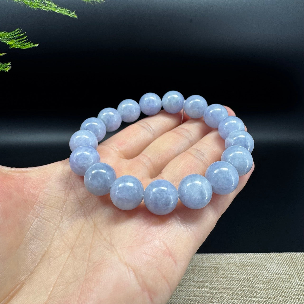 RealJade® Co. Genuine Jadeite Jade Round Lavender Beads Bracelet (12mm)
