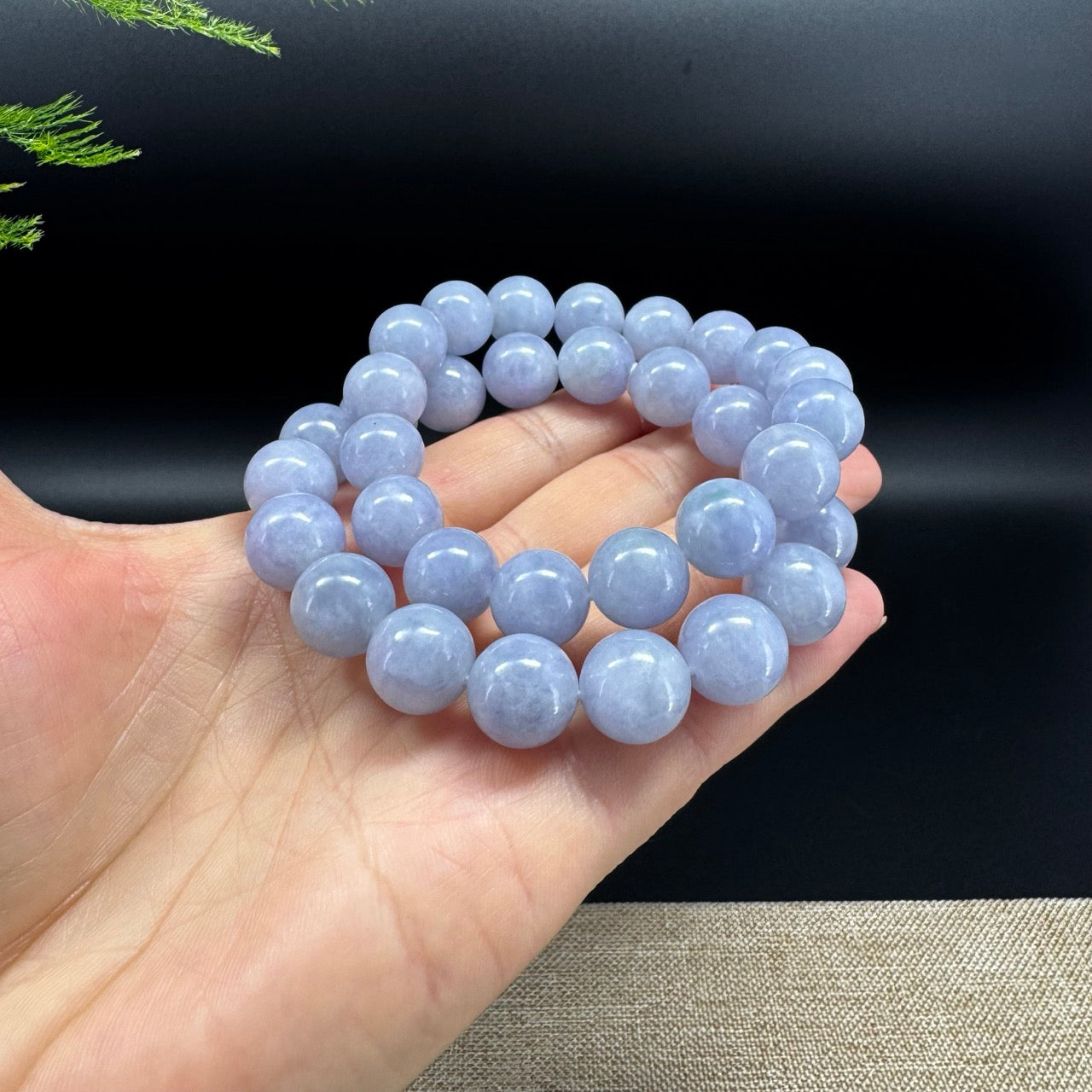 RealJade® Co. Genuine Jadeite Jade Round Lavender Beads Bracelet (12mm)